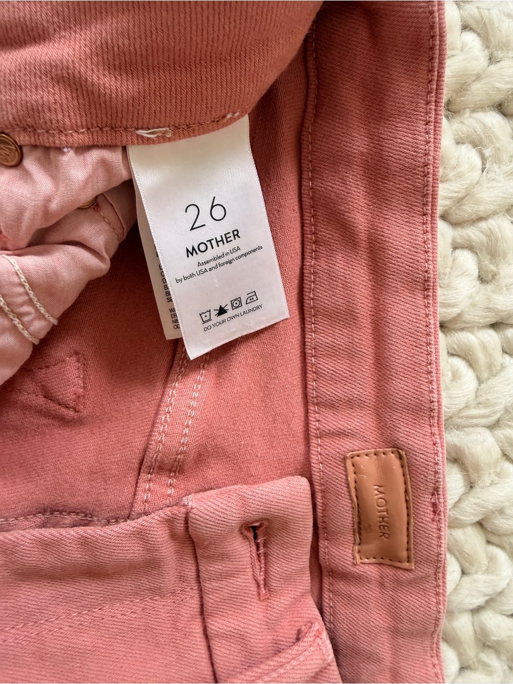 MOTHER The High Waisted Roller Skimp Jeans 26 Second Chance Dusty Rose Wide Leg - Picture 8 of 11